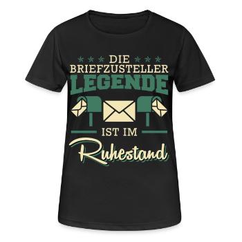 Rentner DIE BRIEFZUSTELLER LEGENDE IM RUHESTAND - Frauen T-Shirt atmungsaktiv - Schwarz - Vorne - AI Model Female 172 light (172cm)