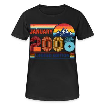 Édition limitée cadeau pour le 18e anniversaire 2008 - T-shirt respirant Femme - noir - Devant - AI Model Female 172 light (172cm)