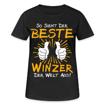 Winzer Geschenkidee - Frauen T-Shirt atmungsaktiv - Schwarz - Vorne - AI Model Female 172 light (172cm)