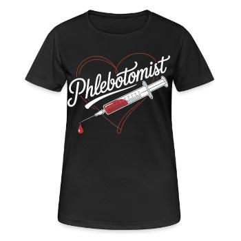Injection cardiaque de phlébotomiste - T-shirt respirant Femme - noir - Devant - AI Model Female 172 light (172cm)