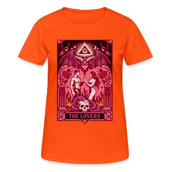 Die Liebenden | Tarot Gothic | Valentins Tag - Frauen T-Shirt atmungsaktiv - Neonorange - Vorne - AI Model Female 172 dark (172cm)