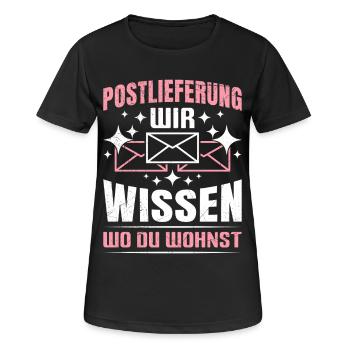 Facteurs POST-VIE, NOUS SAVONS OÙ TU HABITES - T-shirt respirant Femme - noir - Devant - AI Model Female 172 light (172cm)