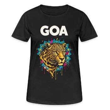 Mandala du léopard de Goa - T-shirt respirant Femme - noir - Devant - AI Model Female 172 light (172cm)