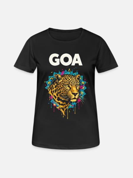 Goa Leopard Mandala Festival - Frauen T-Shirt atmungsaktiv - Schwarz