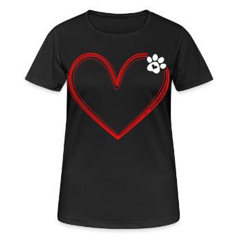 Hundepfote mit Herz - Frauen T-Shirt atmungsaktiv - Schwarz - Vorne - AI Model Female 172 light (172cm)