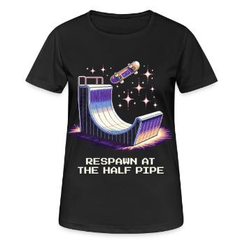 Réapparition au Halfpipe | Skateboard - T-shirt respirant Femme - noir - Devant - AI Model Female 172 light (172cm)
