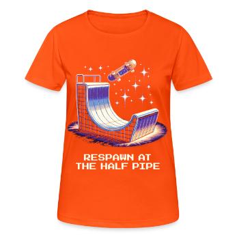 Respawn at the Halfpipe | Skateboard - Women's Breathable T-Shirt - neon orange - Front - AI Model Female 172 dark (172cm)