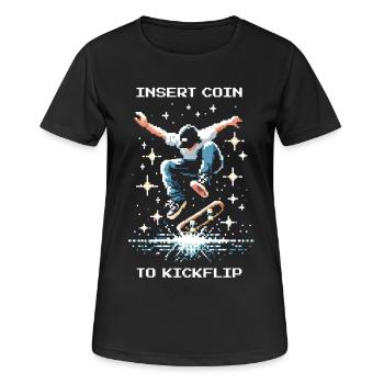 Insert Coin to Kickflip | Skate Trick - Women's Breathable T-Shirt - black - Front - AI Model Female 172 light (172cm)