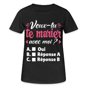 Heiratsantrag Romantisches Paar am Valentinstag - Frauen T-Shirt atmungsaktiv - Schwarz - Vorne - AI Model Female 172 light (172cm)
