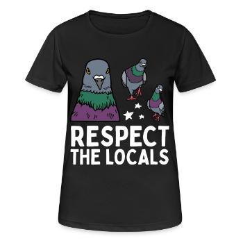 Respect the Locals Tauben Coo - Frauen T-Shirt atmungsaktiv - Schwarz - Vorne - AI Model Female 172 light (172cm)