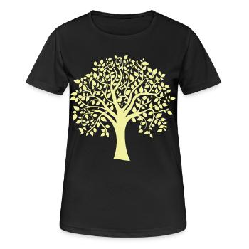 Silhouette jaune d’arbre jumbo imprimé - T-shirt respirant Femme - noir - Devant - AI Model Female 172 light (172cm)