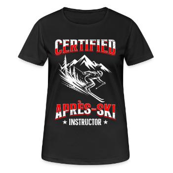 Skifahren CERTIFIED APRES-SKI INSTRUCTOR LUSTIG - Frauen T-Shirt atmungsaktiv - Schwarz - Vorne - AI Model Female 172 light (172cm)