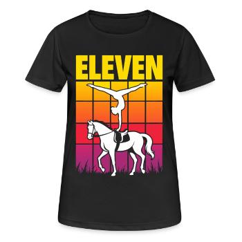 Eleven Equestrian Vaulting Voltigieren - Frauen T-Shirt atmungsaktiv - Schwarz - Vorne - AI Model Female 172 light (172cm)
