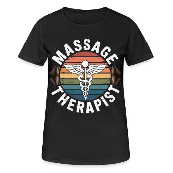 Retro Rainbow Massage Logo - T-shirt respirant Femme - noir - Devant - AI Model Female 172 light (172cm)