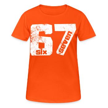 67 Six Sept - T-shirt respirant Femme - orange néon - Devant - AI Model Female 172 dark (172cm)