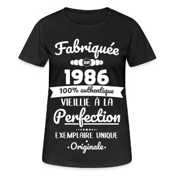 Made in 1986 – Aged to perfection - Women's Breathable T-Shirt - black - Front - AI Model Female 172 light (172cm)
