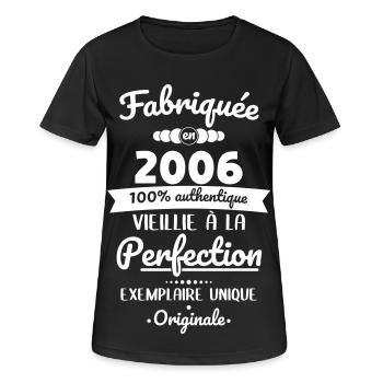Hergestellt 2006 – Perfekt gereift - Frauen T-Shirt atmungsaktiv - Schwarz - Vorne - AI Model Female 172 light (172cm)