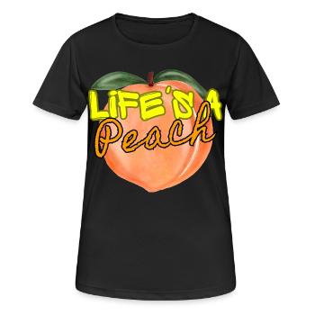 Funny Life Is A Peach Fruit Pun Summer girls Gift - Women's Breathable T-Shirt - black - Front - AI Model Female 172 light (172cm)