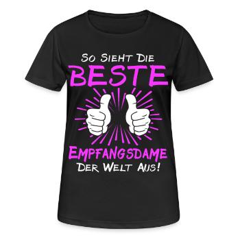 Receptionist Saying - Women's Breathable T-Shirt - black - Front - AI Model Female 172 light (172cm)