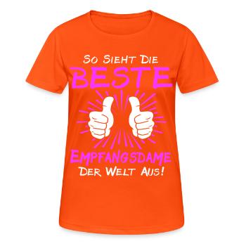 Réceptionniste qui dit - T-shirt respirant Femme - orange néon - Devant - AI Model Female 172 dark (172cm)