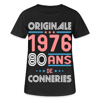 Originale – 1976 – 50 ans de conneries - T-shirt respirant Femme - noir - Devant - AI Model Female 172 light (172cm)