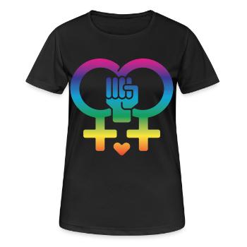Frauenrechte Frauenpower - Frauen T-Shirt atmungsaktiv - Schwarz - Vorne - AI Model Female 172 light (172cm)