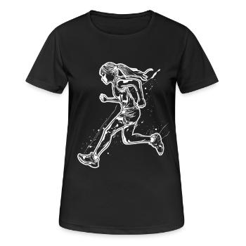 Läuferin Skizze - Frauen T-Shirt atmungsaktiv - Schwarz - Vorne - AI Model Female 172 light (172cm)