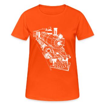 Locomotive Line Art - Women's Breathable T-Shirt - neon orange - Front - AI Model Female 172 dark (172cm)