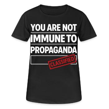 pas à l’abri de la propagande - T-shirt respirant Femme - noir - Devant - AI Model Female 172 light (172cm)