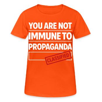 not immune to propaganda - Women's Breathable T-Shirt - neon orange - Front - AI Model Female 172 dark (172cm)