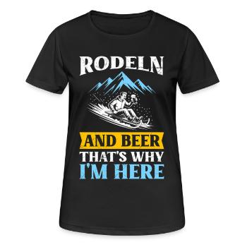 Sledging RODELN UND RADELN DARUM BIN ICH HIER - Frauen T-Shirt atmungsaktiv - Schwarz - Vorne - AI Model Female 172 light (172cm)