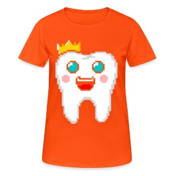 Pixel Art Dent Royale avec Couronne - T-shirt respirant Femme - orange néon - Devant - AI Model Female 172 dark (172cm)