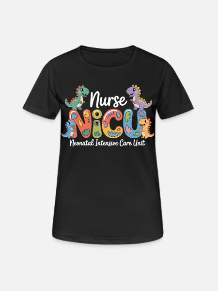 Neonatal Pflege Dino-Design - Frauen T-Shirt atmungsaktiv - Schwarz