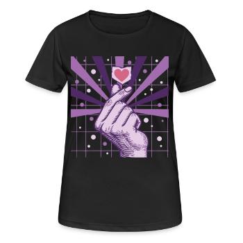 Kpop Musique coréenne Doigts mignons Amour Anime - T-shirt respirant Femme - noir - Devant - AI Model Female 172 light (172cm)