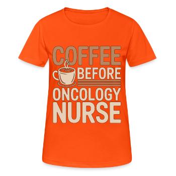 Oncology Nurse Coffee Infusion Nurse Coffee Lover - Frauen T-Shirt atmungsaktiv - Neonorange - Vorne - AI Model Female 172 dark (172cm)
