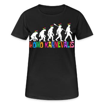 Homo Carnival | Evolution of Fools, Shrovetide - Women's Breathable T-Shirt - black - Front - AI Model Female 172 light (172cm)