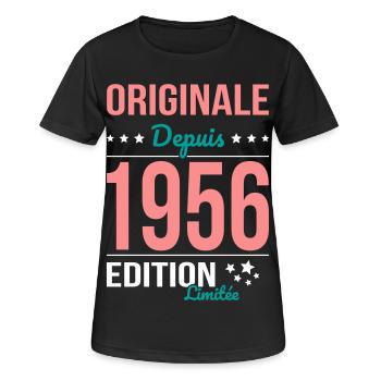 Original seit 1956 – 70-jähriges Jubiläum - Frauen T-Shirt atmungsaktiv - Schwarz - Vorne - AI Model Female 172 light (172cm)