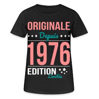Original seit 1976 – 50-jähriges Jubiläum - Frauen T-Shirt atmungsaktiv - Schwarz - Vorne - AI Model Female 172 light (172cm)