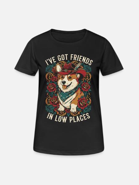 Cowboy Corgi Dog - Women's Breathable T-Shirt - black