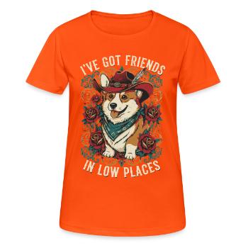 Cowboy Corgi Dog - Women's Breathable T-Shirt - neon orange - Front - AI Model Female 172 dark (172cm)