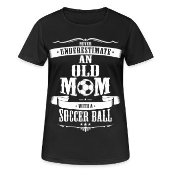 Never Underestimate An Old Mom With Soccer Ball - Women's Breathable T-Shirt - black - Front - AI Model Female 172 light (172cm)