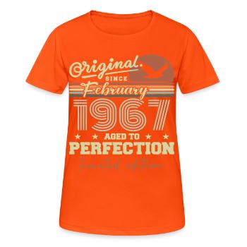 Birthday February 1967 - Women's Breathable T-Shirt - neon orange - Front - AI Model Female 172 dark (172cm)