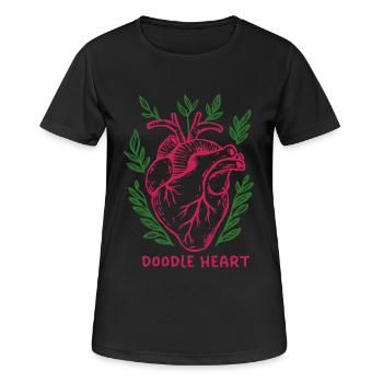Dessin de cœur gribouillé - T-shirt respirant Femme - noir - Devant - AI Model Female 172 light (172cm)