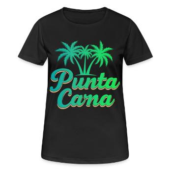 Vacances caribéennes à Punta Cana avec palmiers - T-shirt respirant Femme - noir - Devant - AI Model Female 172 light (172cm)