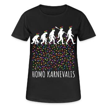 Homo Karnevalis | Evolution der Narren, Fastnacht - Frauen T-Shirt atmungsaktiv - Schwarz - Vorne - AI Model Female 172 light (172cm)