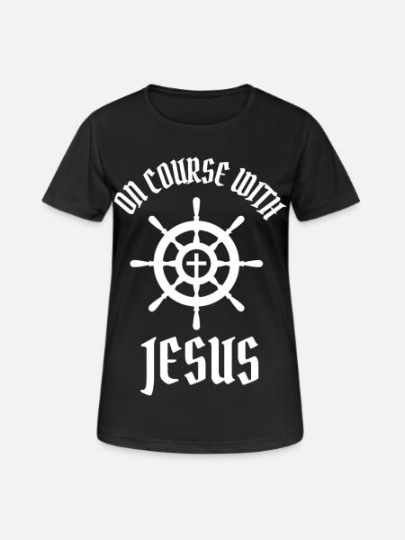 ON COURSE WITH JESUS - Women's Breathable T-Shirt - black