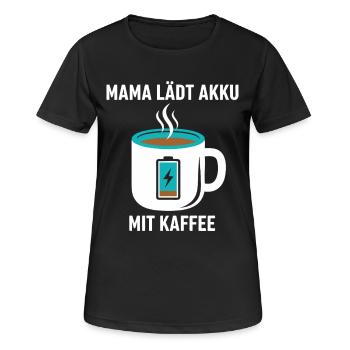 Maman recharge la batterie avec du café - T-shirt respirant Femme - noir - Devant - AI Model Female 172 light (172cm)