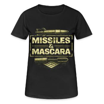Female Soldier Missiles & Mascara - Women's Breathable T-Shirt - black - Front - AI Model Female 172 light (172cm)