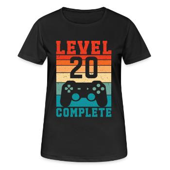20. Geburtstag Level 20 Complete 20 Jahre Gamer - Frauen T-Shirt atmungsaktiv - Schwarz - Vorne - AI Model Female 172 light (172cm)