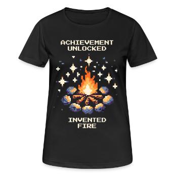 Feuer erfunden | Steinzeit Höhlenmensch - Frauen T-Shirt atmungsaktiv - Schwarz - Vorne - AI Model Female 172 light (172cm)